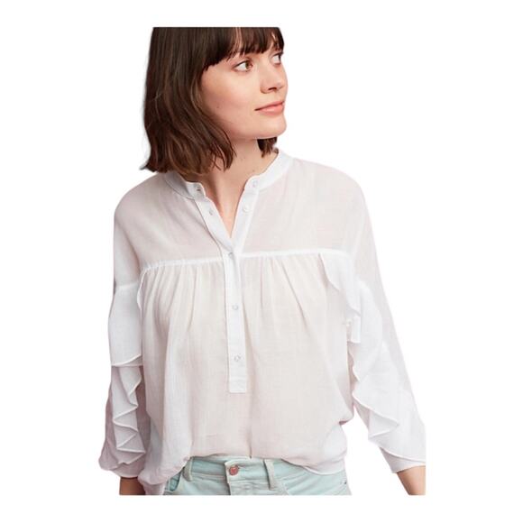 Anthropologie Maeve Mischa Ruffle Blouse Womens Size Medium - Picture 1 of 8